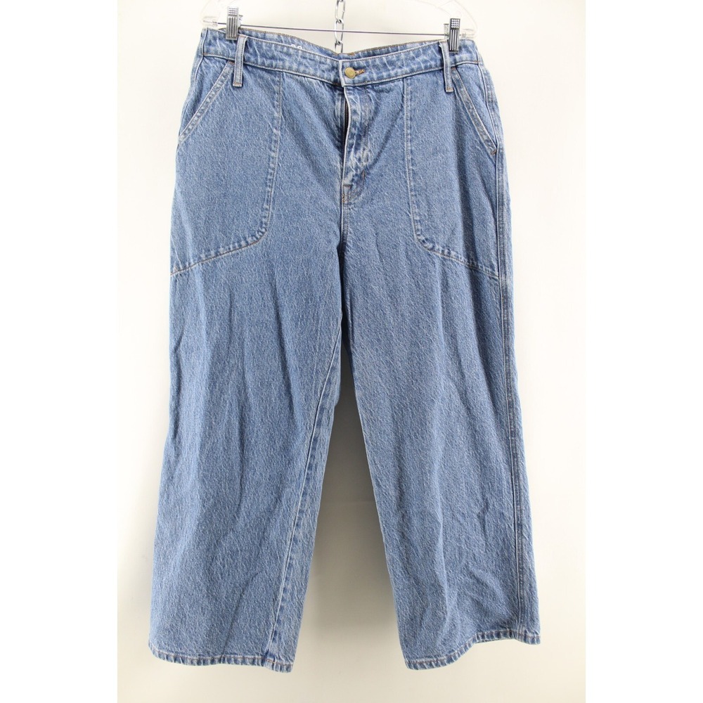 J Crew jeans Slim‎ Wide Leg Crop Stone Wash High Rise Waist Womens 34x26.5